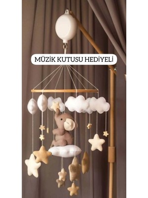 Trend Metfiq Decoration Müzikli El Yapımı Keçe Bebek Dönencesi Beşik Yanı Süsü Bebek Odası Dekorasyonu Anne Bebek Yanı