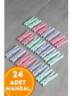 24'lü Plastik Çamaşır Mandalı Seti, Pratik ve Dayanıklı Kullanım