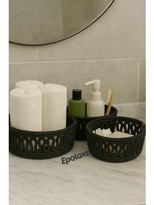 Doğal Jüt Hasır 3'lü Banyo Sepeti Seti, Şık ve Kullanışlı Organizer