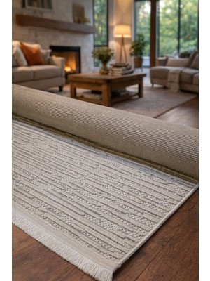 Krem Gri Çizgili Iskandinav Modern Tasarım Sisal Bukle Özel Ölçü Salon Oturma Odası Koridor Halısı Yolluk