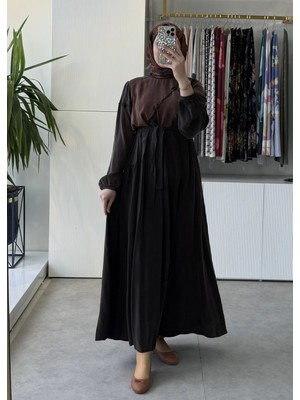 Misswhence 39801 Patchwork Ipek Elbise Kahverengi
