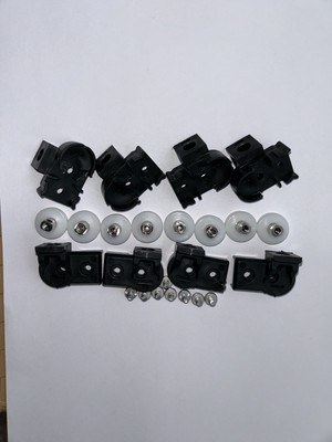 1 Sabit 1 Kayar Siyah Tekerlek 8 Li Vidalı Takım