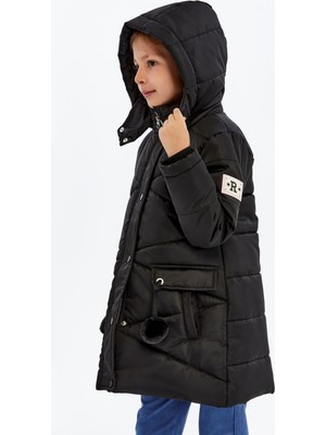 Pearnight Kız Çocuk Montu Elyaflı Polarlı Kışlık Kaban