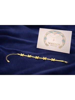 Matenon Design Gold Kelebek Figürlü Bileklik – Zarif ve Işıltılı Tasarım