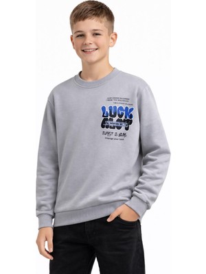 Baglan Erkek Çocuk Önü Arkası Baskılı Sweatshirt BGL-ST05237