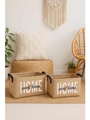 Çiftli Jüt Saklama Sepeti, Dolap Içi Çamaşır ve Oyuncak Düzenleyici