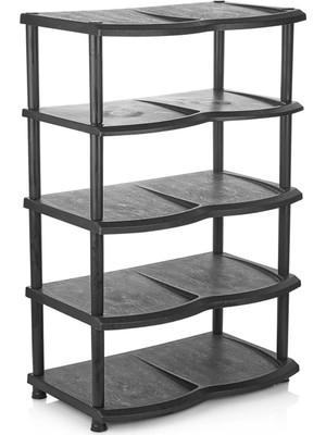 Portatif 5 Katlı Siyah Ayakkabı Düzenleyici, Şık ve Fonksiyonel Depolama