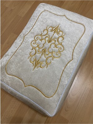 Kadife Gold Işlemeli Cappuccino Bohça, 60X40 Cm, Nişan ve Düğün Hediyesi