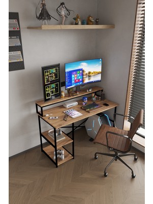 Miyuhome Bilgisayar Masası Oyuncu Masası Çalışma Masası 2 Raflı Metal Çalışma Masası
