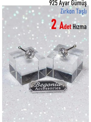 Begonia Accessories 925 Ayar Gümüş 2 Adet Zirkon Taşlı Hızma Set