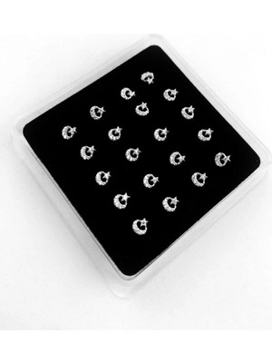 Begonia Accessories 925 Ayar Gümüş Ay Yıldız Figürlü Hızma 1 Adet