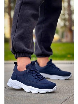 Cosmos E-Ticaret KB-707 Lacivert Süet Yüksek Taban Bağcıklı Günlük Erkek Ayakkabı