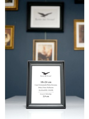 Raven Art Studio Pyramid 18X24CM Siyah Resim Fotoğraf Belge Poster Evrak Çerçevesi Korumalı Kırılmaz Pleksi Cam