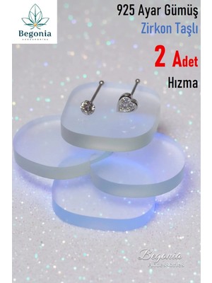 Begonia Accessories 925 Ayar Gümüş  2 Adet Zirkon Taşlı Hızma Set