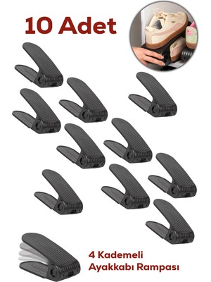 10'lu Ayakkabı Rampası, Dolap Içi Organizer, Siyah, Pratik ve Şık Düzen