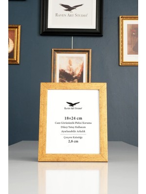 Raven Art Studio Potala 18X24 cm Antik Altın Resim Fotoğraf Belge Poster Evrak Çerçevesi Korumalı Kırılmaz Pleksi Cam