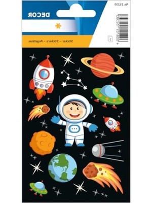 MarkEntegra Kendinden Yapışkanlı Küçük Astronot Çıkartma Seti, 3 Yaprak