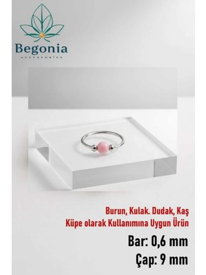 Begonia Accessories 925 Ayar Gümüş Pembe Boncuk Üç Top Halka Hızma, Küpe Olarak Kullanıma Uygundur