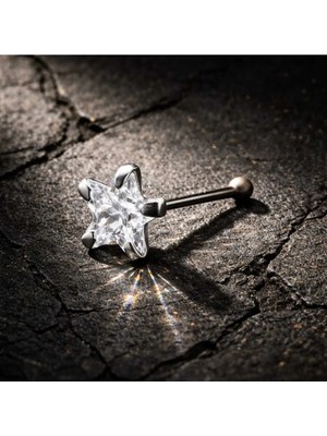 Begonia Accessories Hızma 925 Ayar Gümüş Zirkon Taşlı Küpe Olarak Kullanıma Uygun 1 Adet Hızma