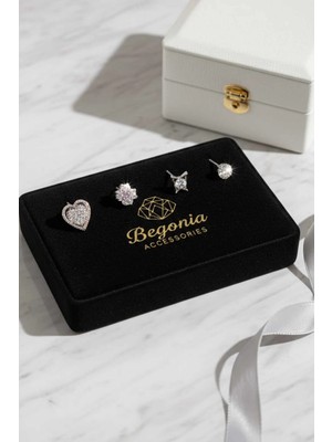 Begonia Accessories 925 Ayar Gümüş 4 Adet Zirkon Taşlı Hızma Kullanıma Uygun Set 6