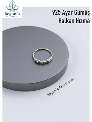 Begonia Accessories 925 Ayar Gümüş Halka Figürlü Burgulu Üç Top Piercing Hızma Küpe