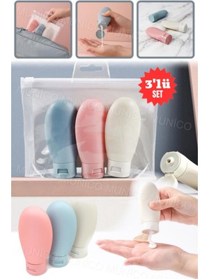 3'lü Seyahat Şampuan Şişesi Seti, Taşınabilir ve Doldurulabilir