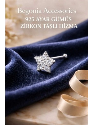Begonia Accessories Hızma 925 Ayar Gümüş Yıldız Zirkon Taş (1 Adet)