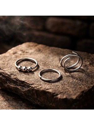 Begonia Accessories Anti Alerjik Paslanmaz Kararmaz 3 Adet Halka Hızma Küpe Olarak Kullanıma Uygun Set