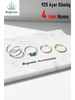 Begonia Accessories 925 Ayar Gümüş 4 Adet Halka Hızma Set 10