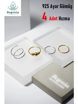 Begonia Accessories 925 Ayar Gümüş 4 Adet Halka Hızma Set / 13