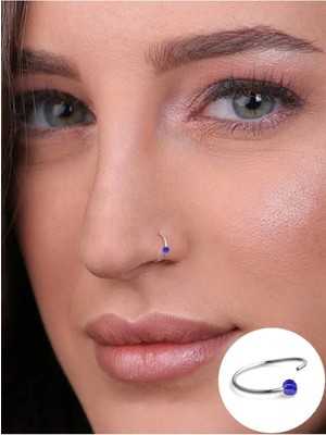 Begonia Accessories 925 Ayar Gümüş Tek Top Lacivert Boncuklu Halka Hızma