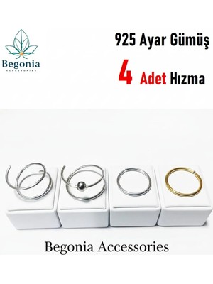 Begonia Accessories 925 Ayar Gümüş 4 Adet Halka Hızma Set