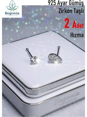 Begonia Accessories 925 Ayar Gümüş  2 Adet Zirkon Taşlı Hızma Set