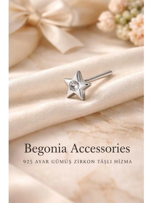 Begonia Accessories 925 Ayar Gümüş Yıldız Figürlü Minimal Zirkon Tek Taş Hızma