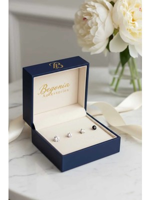 Begonia Accessories 925 Ayar Gümüş 4 Adet Zirkon Taşlı Hızma Kullanıma Uygun Set 13