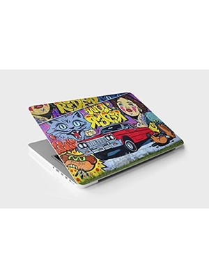 MarkEntegra Kırmızı Araba Temalı Laptop Sticker, Notebook Kaplama Etiketi