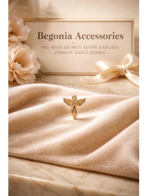 Begonia Accessories 925 Ayar Gümüş Zirkon Taşlı Gold Melek Hızma Piercing