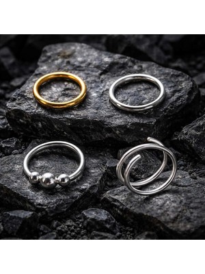 Begonia Accessories 925 Ayar Gümüş 4 Adet Küpe Olarak Kullanıma Uygun Halka Hızma Set/ 12