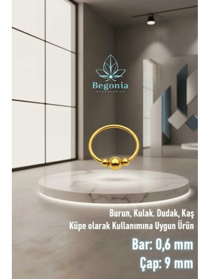 Begonia Accessories 925 Ayar Gümüş Gold Boncuk Üç Top Halka Hızma, Küpe Olarak Kullanıma Uygundur