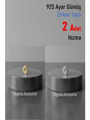 Begonia Accessories 925 Ayar Gümüş Yarım Kalp Zirkon Taşlı Hızma