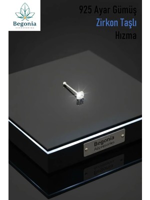 Begonia Accessories 925 Ayar Gümüş 2 mm Zirkon Tek Taş Hızma