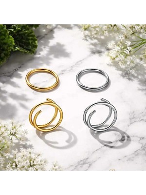 Begonia Accessories 925 Ayar Gümüş 4 Adet Küpe Olarak Kullanıma Uygun Halka Hızma Set 1