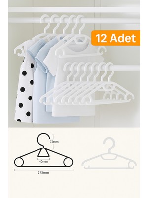 12'li Renkli Bebek Elbise Askısı Seti, Güvenli ve Şık Tasarım