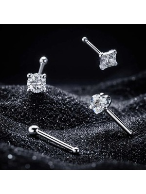 Begonia Accessories 925 Ayar Gümüş Zirkon Taşlı, Küpe Olarak Kullanımına Uygun 4 Adet Hızma Set