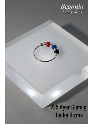 Begonia Accessories 925 Ayar Gümüş Renkli Boncuklu Halka Hızma Piercing Hızma Küpe