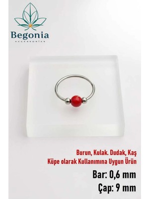 Begonia Accessories 925 Ayar Gümüş El Işi Mercan Taşlı Halka Hızma