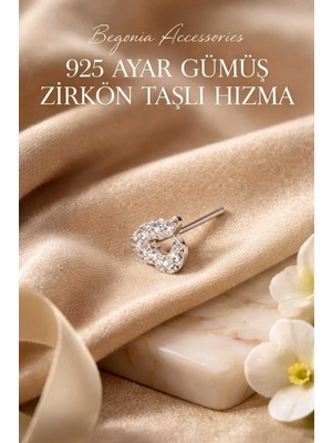 Begonia Accessories 925 Ayar Gümüş  Zirkon Taşlı Boş Kalp Hızma