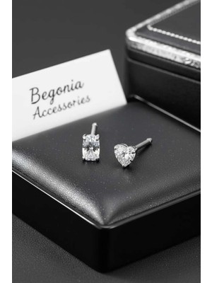 Begonia Accessories Anti Alerjik Paslanmaz Kararmaz Zirkon Taşlı 2 Adet Küpe Olarak Kullanıma Uygun Hızma Set