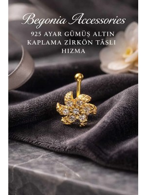 Begonia Accessories 925 Ayar Gold Gümüş Zirkon Taşlı Dönence Hızma