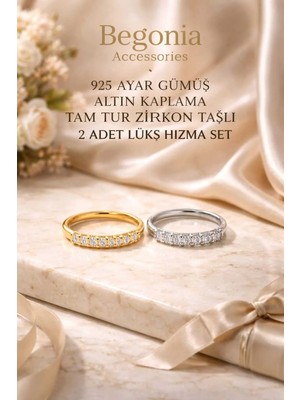 Begonia Accessories 925 Ayar Gümüş Altın Kaplama Tamtur Minimal Zirkon Taşlı Halka Hızma Unisex Tragus Piercing 2'li Set